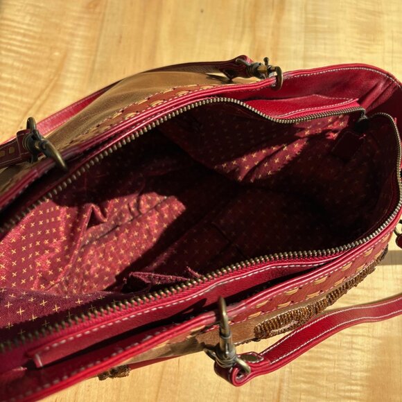 Isabella Fiore Schnauzer Dog Beaded Leather Handbag Purse - Picture 12 of 15